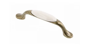 Fogantyú porcelán-fém,   96mm, 728P, minta nélküli antik bronz