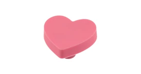 Fogantyú gomb, gumi, szív, rózsaszín