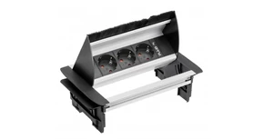 Átmenő asztali konnektor, kefével, kábel hozzáférés 3 x aljzat SCHUKO, 220-240V AC max. 3600W, 16A, IP20, kábellel 1,5m, TÖBB SZÍNBEN, KIVITELBEN
