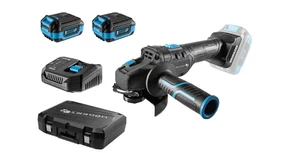 Högert HT2E250-B24AG sarokcsiszoló, 18V, 125mm, 2 db 4 Ah akkuval, töltővel, kofferben