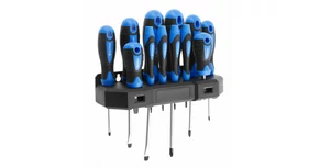 Szerszám Högert Csavarhúzó szett,  12db-os, Crv, SL2, SL2,5, SL3, SL5, SL6, PH00, PH0, PH1, PH2, állvánnyal