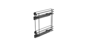 Konyhai fémrács, 200mm, bal oldalra szerelhető, antracit, teljes kihúzás, csillapított záródás, rejtett fióksín, 2 kosár SIGE, Green Line 002