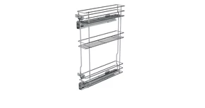 Konyhai fémrács, 200mm, bal oldalra szerelhető, ezüst szürke, teljes kihúzás, csillapított záródás, rejtett fióksín, 3 kosár SIGE, Green Line 002