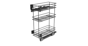 Konyhai fémrács, 300mm, oldalra szerelhető, antracit, teljes kihúzás, csillapított záródás, rejtett fióksín, 3 kosár SIGE, Infinity Line 004