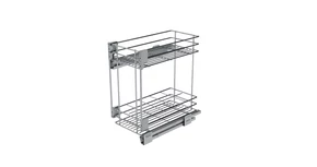 Konyhai fémrács, 400mm, oldalra szerelhető, ezüst szürke, teljes kihúzás, csillapított záródás, rejtett fióksín, 2 kosár SIGE, Green Line 004