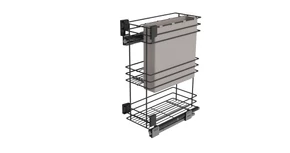 Konyhai fémrács, 300mm, oldalra szerelhető, antracit, teljes kihúzás, csillapított záródás, rejtett fióksín, 3 kosár, textílzsákkal SIGE, Green Line 007