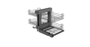 Konyhai fémrács, sarokszekrénybe, teljes kihúzás, csillapított záródás, antracit, univerzális, 1200mm, 600mm ajtó szélesség, Sige Green Line 340