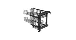 Konyhai fémrács, sarokszekrénybe, részleges kihúzás, csillapított záródás, antracit, jobbos,  900mm, 450mm ajtó szélesség, SIGE Green Line 350