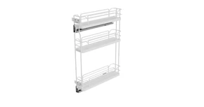 Konyhai fémrács, 200mm, bal oldalra szerelhető, fehér, teljes kihúzás, csillapított záródás, rejtett fióksín, 3 kosár SIGE, Infinity Line 002