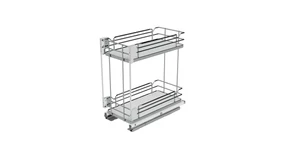 Konyhai fémrács, 400mm, fenéklapra szerelhető, króm-fehér, teljes kihúzás, csillapított záródás, rejtett fióksín, 2 kosár SIGE, Infinity Line 003