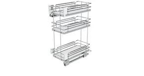 Konyhai fémrács, 300mm, oldalra szerelhető, króm-fehér, teljes kihúzás, csillapított záródás, rejtett fióksín, 3 kosár SIGE, Infinity Line 004