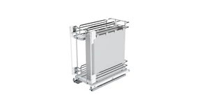 Konyhai fémrács, 400mm, fenéklapra szerelhető, króm-fehér, teljes kihúzás, csillapított záródás, rejtett fióksín, 2 kosár, textílzsákkal SIGE, Infinity Line 006