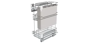 Konyhai fémrács, 300mm, oldalra szerelhető, króm-fehér, teljes kihúzás, csillapított záródás, rejtett fióksín, 3 kosár, textílzsákkal SIGE, Infinity Line 007