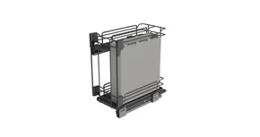 Konyhai fémrács, 400mm, oldalra szerelhető, antracit, teljes kihúzás, csillapított záródás, rejtett fióksín, 2 kosár, textílzsákkal SIGE, Infinity Line 007