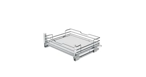 Konyhai fémrács, 450mm, fiók, frontrögzítéssel, króm-fehér, teljes kihúzás, csillapított záródás, 30kg teherbírás, SIGE Infinity Line 116