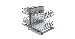 Konyhai fémrács, sarokszekrénybe, teljes kihúzás, csillapított záródás, króm-fehér, univerzális, 1000mm, 500mm ajtó szélesség, Sige Infinity Line 340