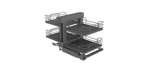 Konyhai fémrács, sarokszekrénybe, teljes kihúzás, csillapított záródás, antracit, univerzális, 1200mm, 600mm ajtó szélesség, Sige Infinity Line 340