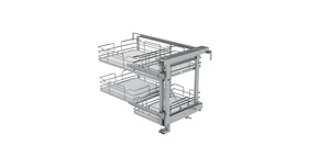 Konyhai fémrács, sarokszekrénybe, részleges kihúzás, csillapított záródás, króm-fehér, jobbos, 1200mm, 600mm ajtó szélesség, SIGE Infinity Line 350