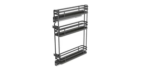 Konyhai fémrács, 150mm, bal oldalra szerelhető, antracit, teljes kihúzás, csillapított záródás, rejtett fióksín, 3 kosár SIGE, Infinity Plus 002