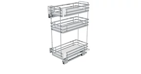 Konyhai fémrács, 300mm, oldalra szerelhető, króm-fehér, teljes kihúzás, csillapított záródás, rejtett fióksín, 3 kosár SIGE, Infinity Plus 004