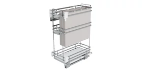 Konyhai fémrács, 300mm, oldalra szerelhető, króm-fehér, teljes kihúzás, csillapított záródás, rejtett fióksín, 3 kosár, textílzsákkal SIGE, Infinity Plus 007