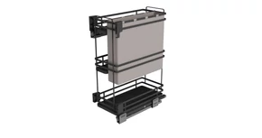 Konyhai fémrács, 300mm, oldalra szerelhető, antracit, teljes kihúzás, csillapított záródás, rejtett fióksín, 3 kosár, textílzsákkal SIGE, Infinity Plus 007