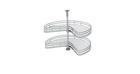 Konyhai fémrács, sarokszekrénybe, 3/4 kör kosár, króm-fehér, 810mm átmérő, oszloppal, 400mm ajtókhoz, Sige Infinity Plus 361