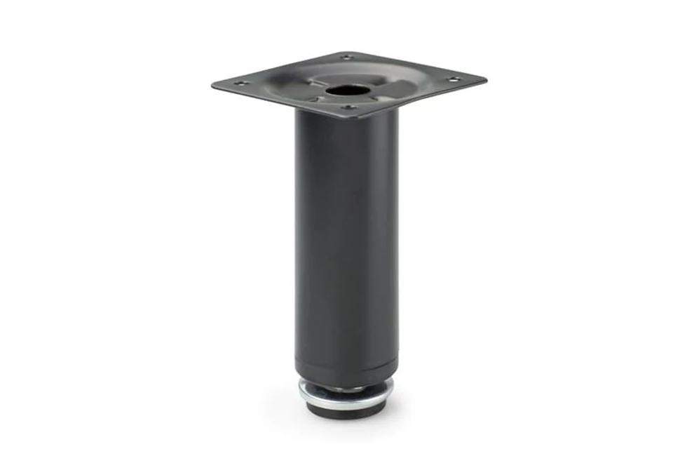 Bútorláb fém, DN-737, 100mm, 30mm átmérő, 60*60mm talppal, fekete