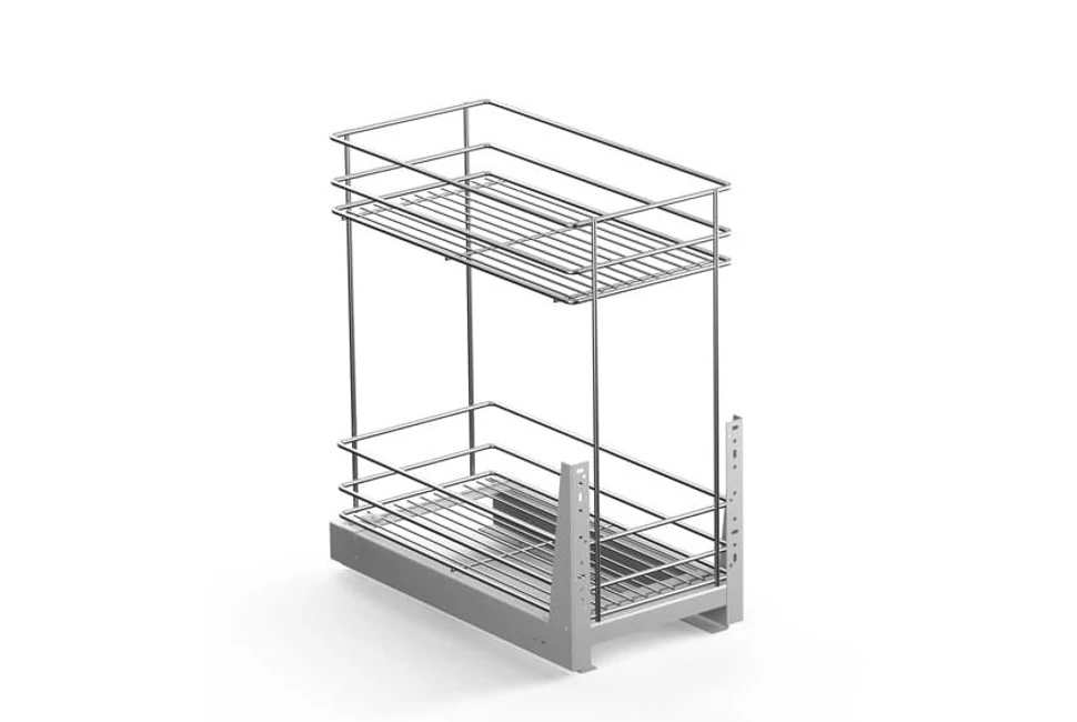 Konyhai fémrács, 300mm, fenéklapra szerelhető, rejtett fióksínnel szerelve, teljes kihúzású, csillapított záródású, Króm, W-2311M