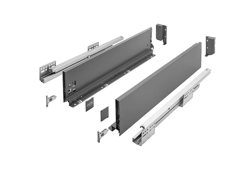 AXISPRO korlát nélküli 120 mm magas normál fiók, antracit, 300mm