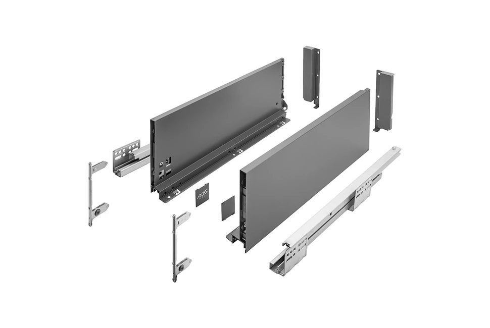 AXISPRO korlát nélküli 168 mm magas normál fiók, antracit, 300mm