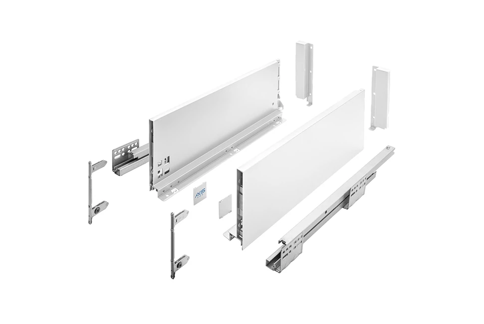 AXISPRO korlát nélküli 168 mm magas normál fiók, fehér, 300mm