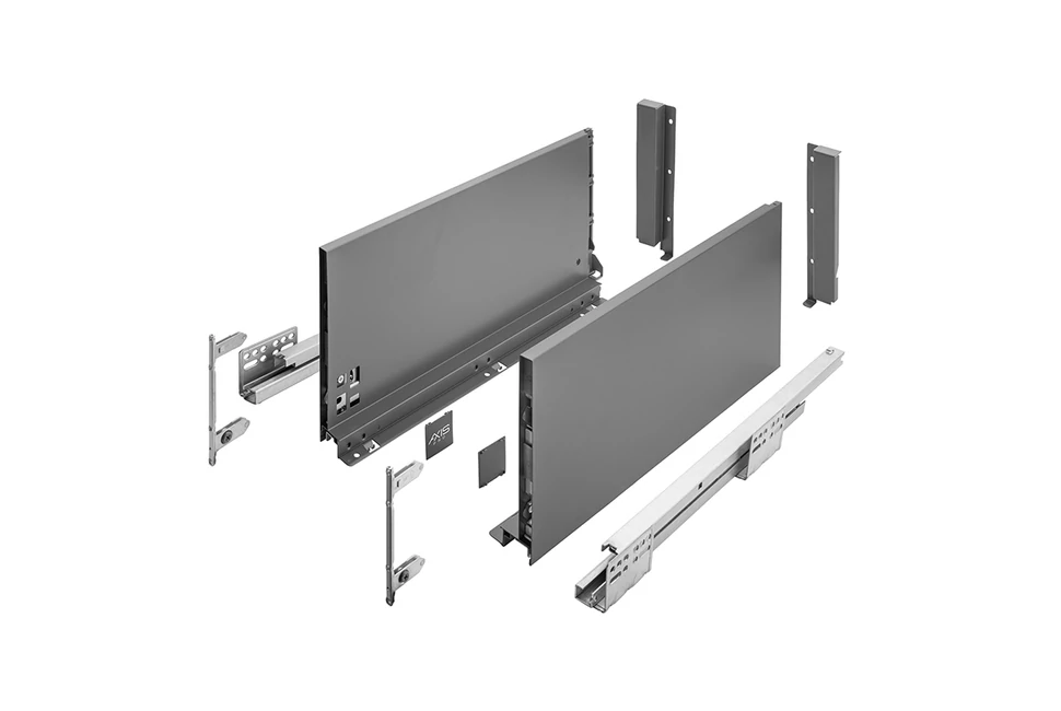 AXISPRO korlát nélküli 200 mm magas normál fiók, antracit, 300mm