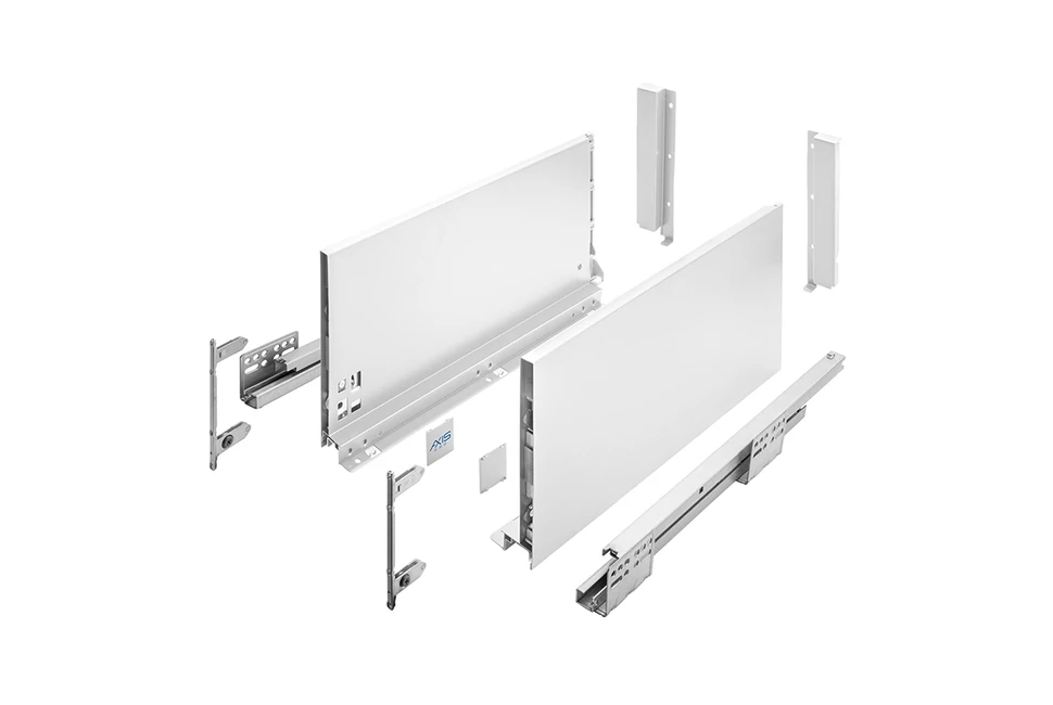 AXISPRO korlát nélküli 200 mm magas normál fiók, fehér, 550mm