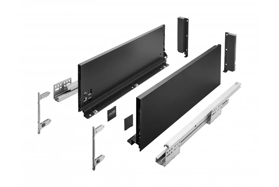 AXISPRO korlát nélküli 168 mm magas normál fiók, fekete, 250mm