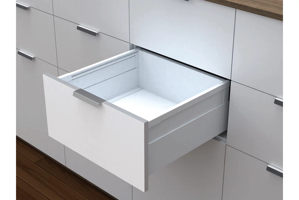 Fiókoldal  RITMA Slim   TR, szimpla szögletes korlátos, fehér, 270mm, 35kg, bm.: 224mm