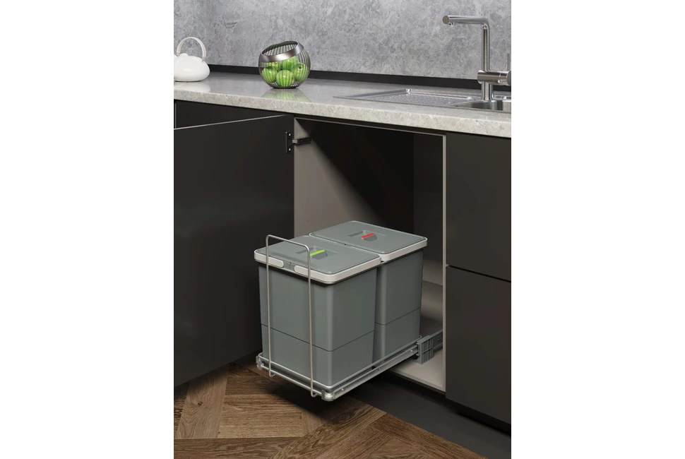 Hulladékgyüjtő, Elletipi ECOFIL, szelektív szürke, 2*24L