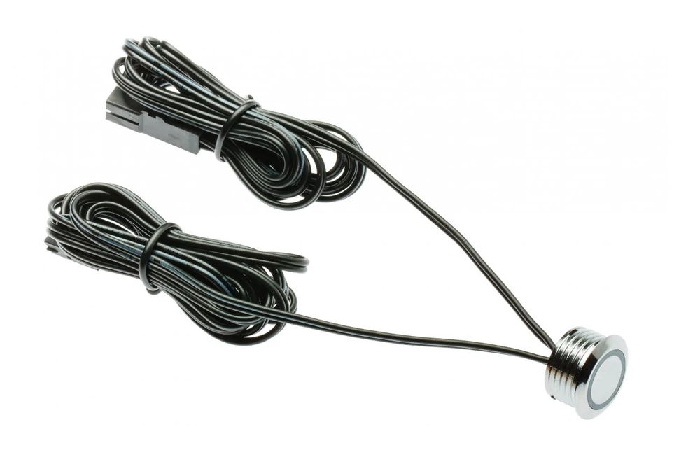 Kapcsoló, érintős, fényerőszabályozóval, 12V, Max 20W, mini AMP csatlakozóval, króm