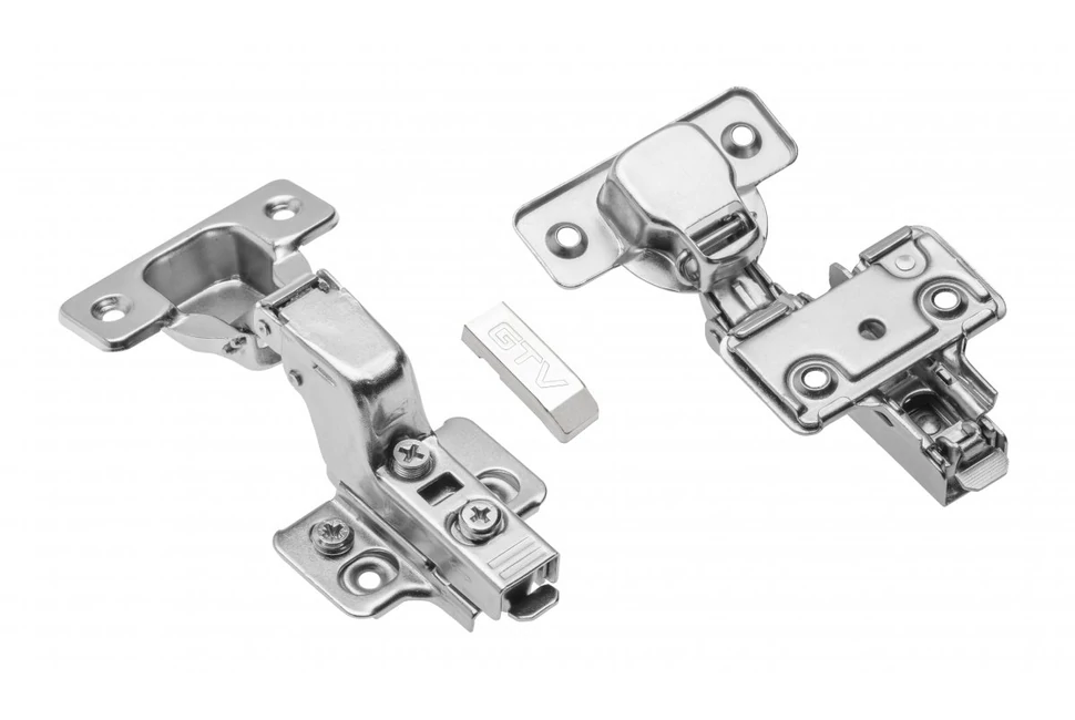 Kivetőpánt, közézáródó, csillapított záródású, excentrikus 3D állítással, klippes eurocsavar nélküli talppal h=0, SOLID PLUS