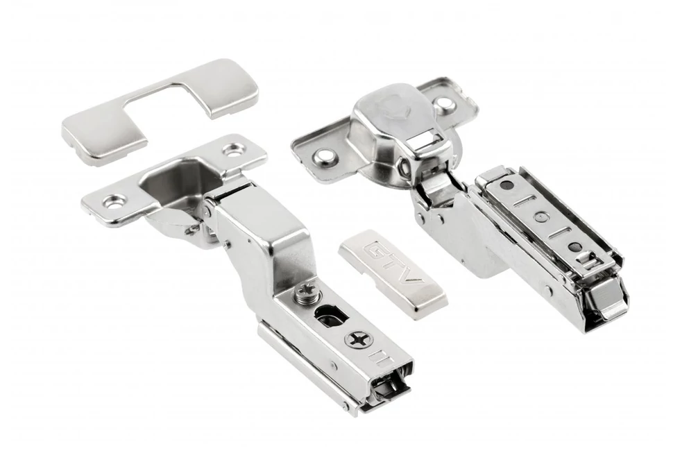 Kivetőpánt, közézáródó, csillapított záródású, klippes, eurocsavar nélküli egyenes talp h=0