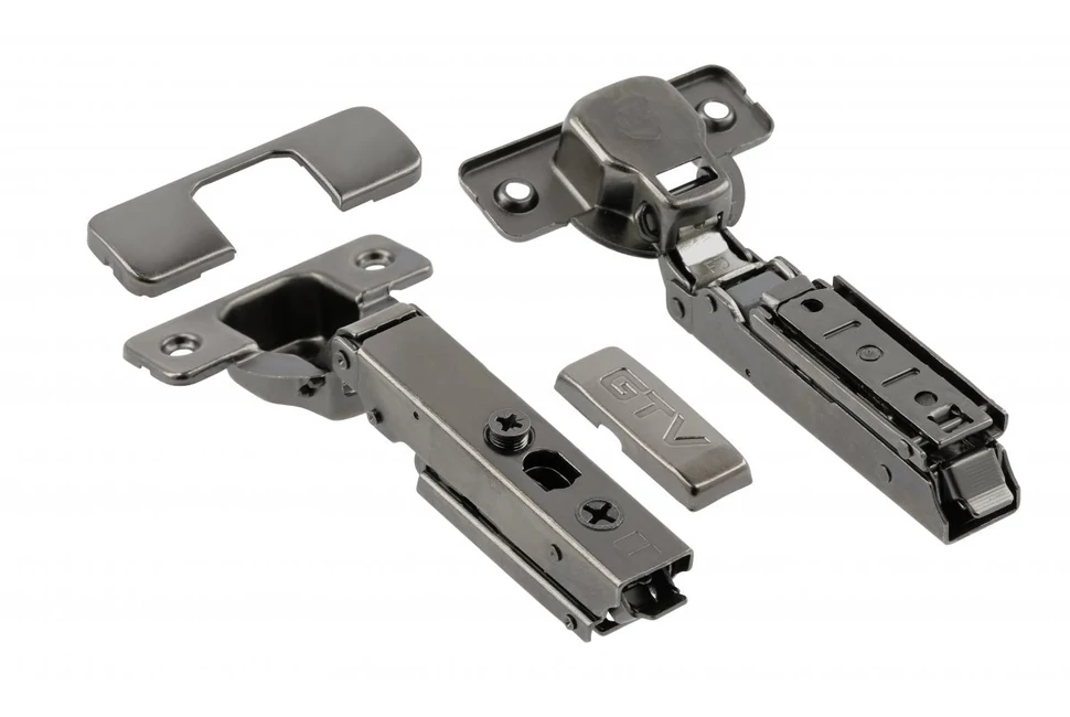 Kivetőpánt, rázáródó, csillapított záródású, klippes, eurocsavar nélküli egyenes talp h=0, fekete