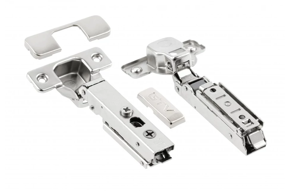 Kivetőpánt, rázáródó, csillapított záródású, klippes, eurocsavar nélküli egyenes talp h=0