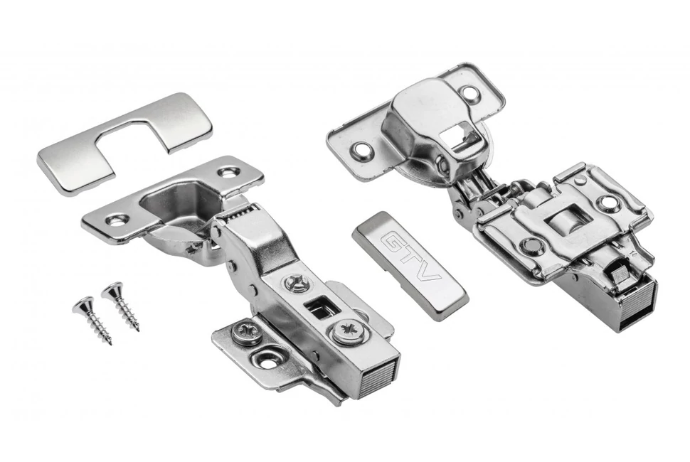 Kivetőpánt, félig rázáródó, csillapított záródású, excentrikus 3D állítással, klippes eurocsavar nélküli talppal h=0