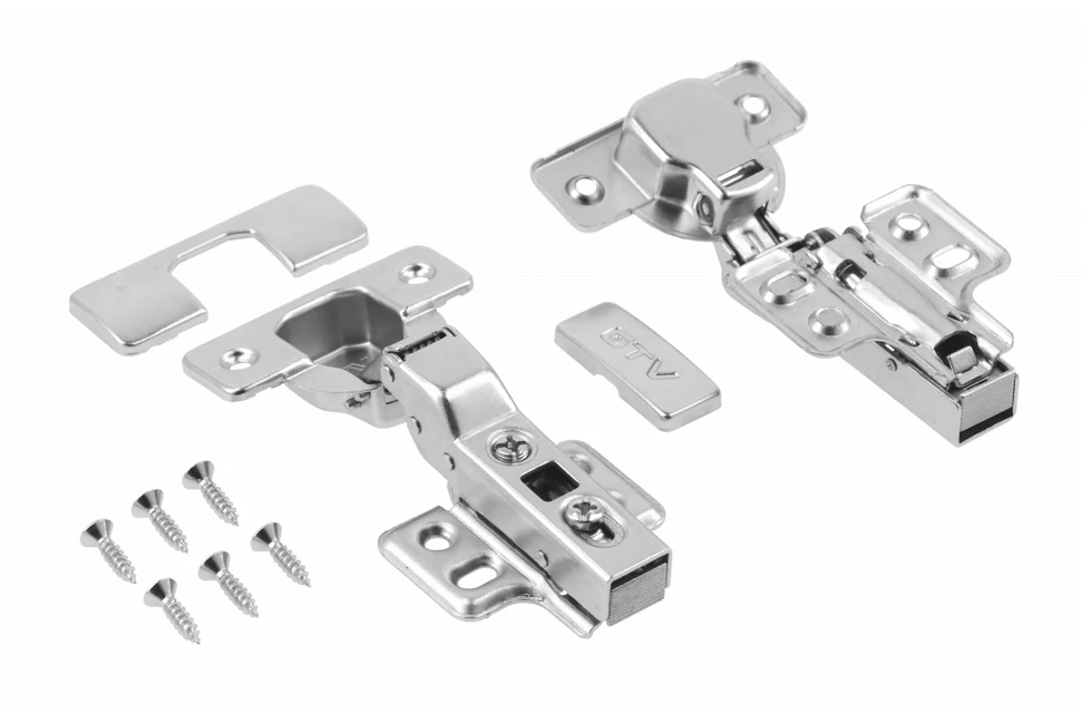 Kivetőpánt, félig rázáródó, csillapított záródású, klippes, eurocsavar nélküli talp h=0 4