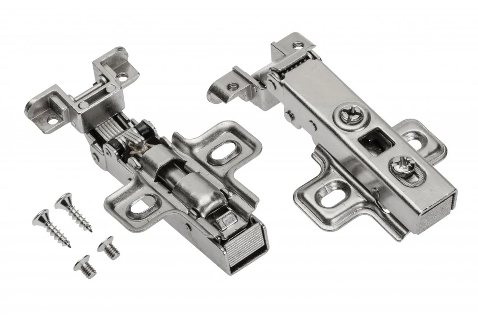 Kivetőpánt, alu kerethez, rázáródó, csillapított záródású, klippes, eurocsavar nélküli talp h=2