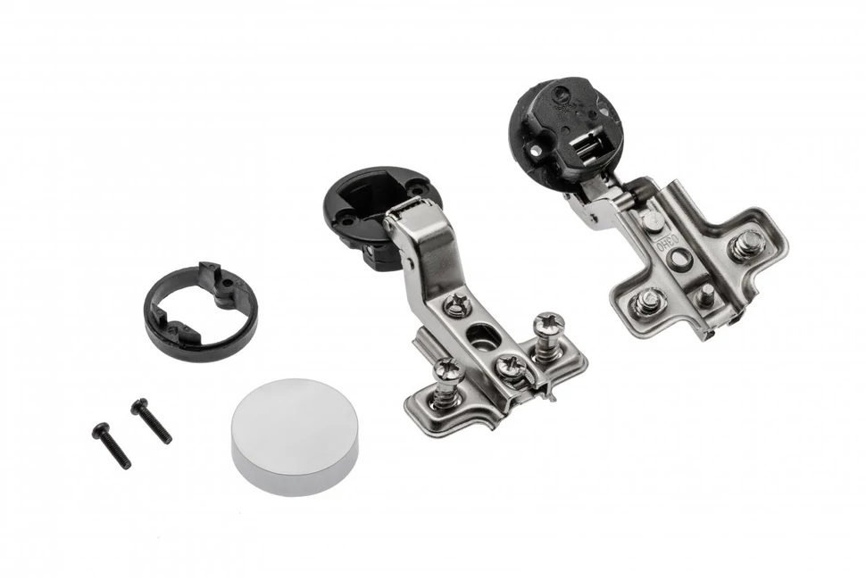 Kivetőpánt, üvegajtóhoz, közézáródó, eurocsavaros talp h=0, króm, O kupakkal