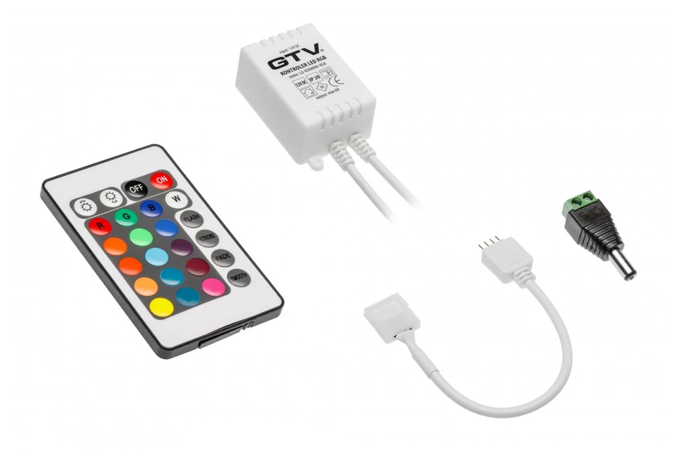 Vezérlő LED RGB mini, távirányító, DC12 / 24v