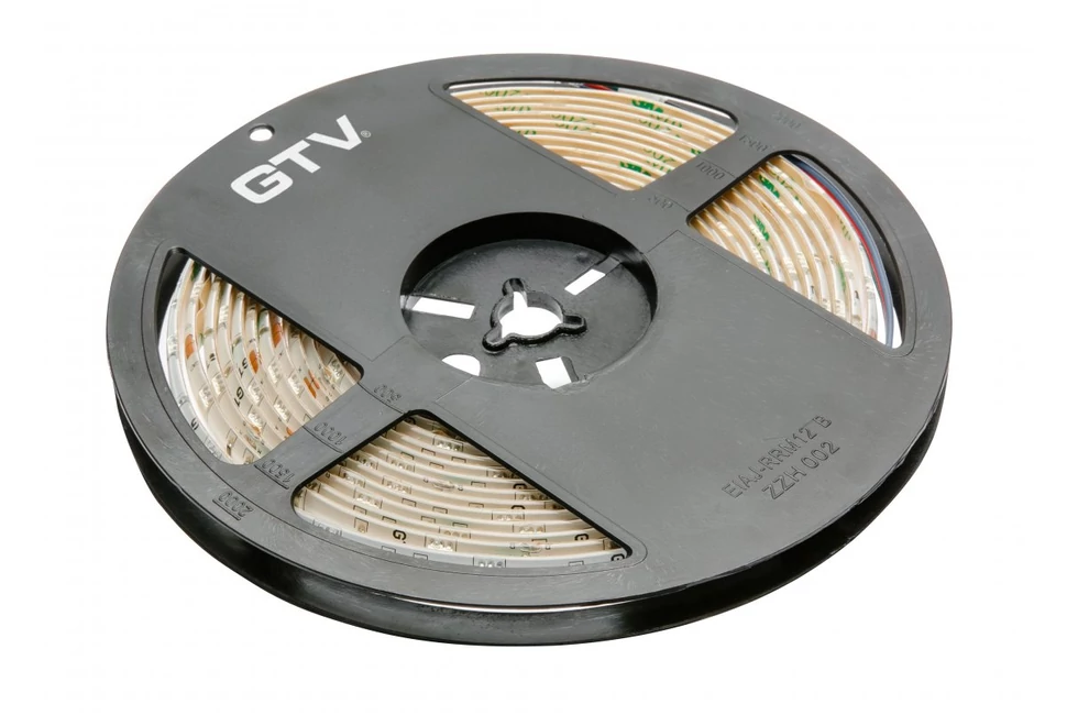 LED szalag RGB színváltós, 150 LED/5 fm, 8W/fm,  36W/5fm , 10mm , 5fm/tekercs, 12V, IP65, 450lm/m