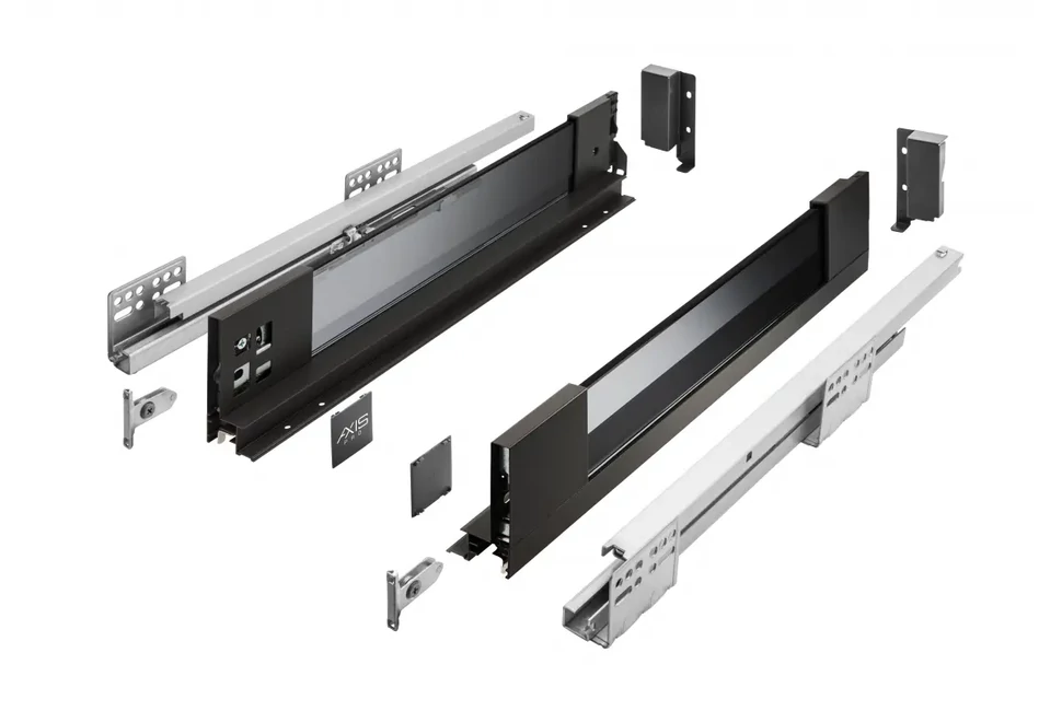 Fiókoldal AXISPRO A,  86x300mm, fekete, üvegoldallal