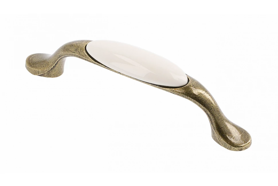 Fogantyú porcelán-fém,   96mm, 728P, minta nélküli antik bronz